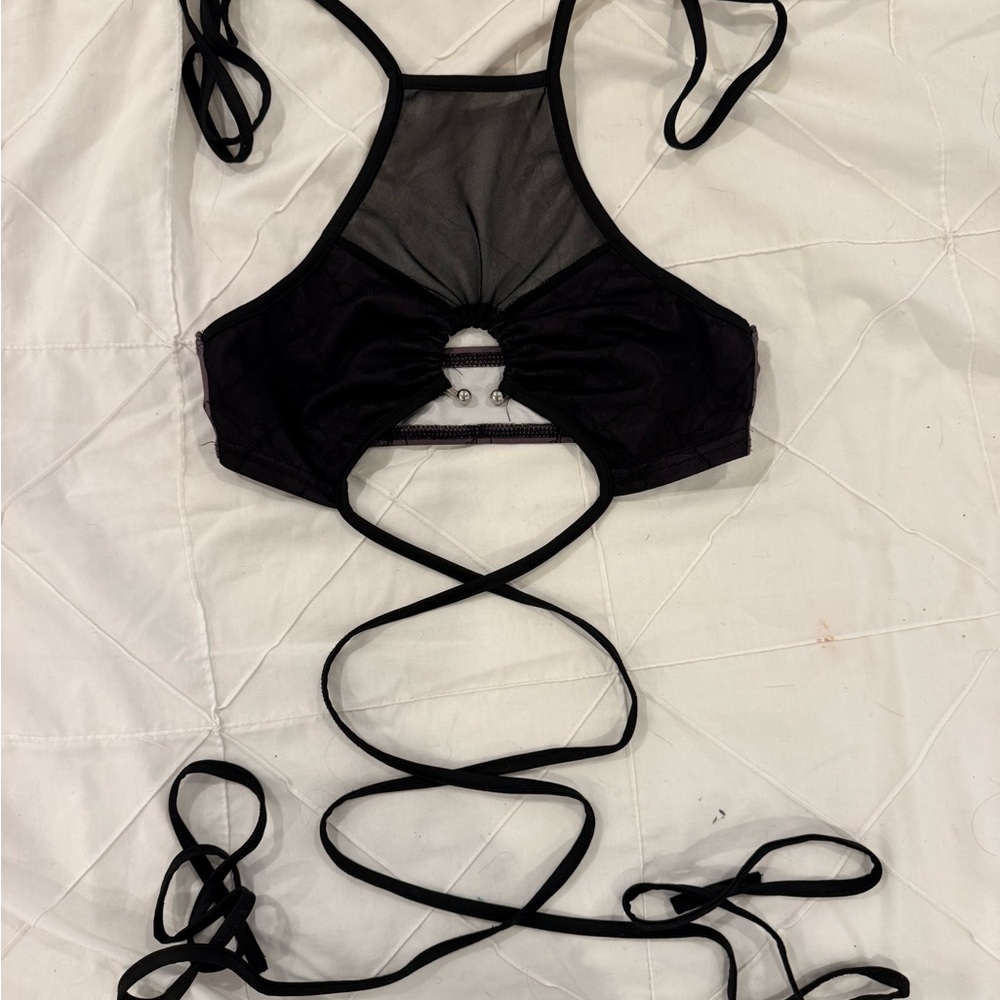 Black Strappy Mesh Bralette